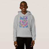 Neon Flowers with Six Glowing Butterflies Hoodie (Vorne ganz)