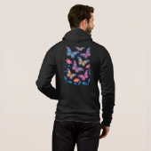 Neon Flowers with Six Glowing Butterflies Hoodie (Schwarz voll)