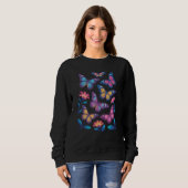 Neon Flowers with Six Glowing Butterflies Sweatshirt (Vorne ganz)