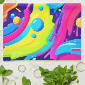Neon Fluid Art Geschirrtuch (Gefaltet)