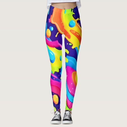 Neon Fluid Art Leggings (Vorderseite)