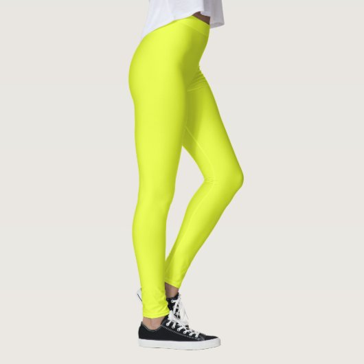 Neon Fluorescent Gelbe Zitrone helle Farbe Legieru Leggings (Rechts)