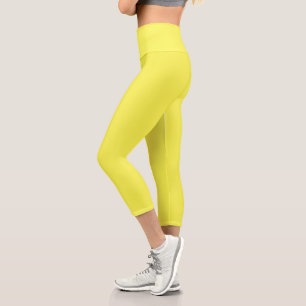 Neon Fluoreszenzgelbe Zitronenfarbe Capri Leggings