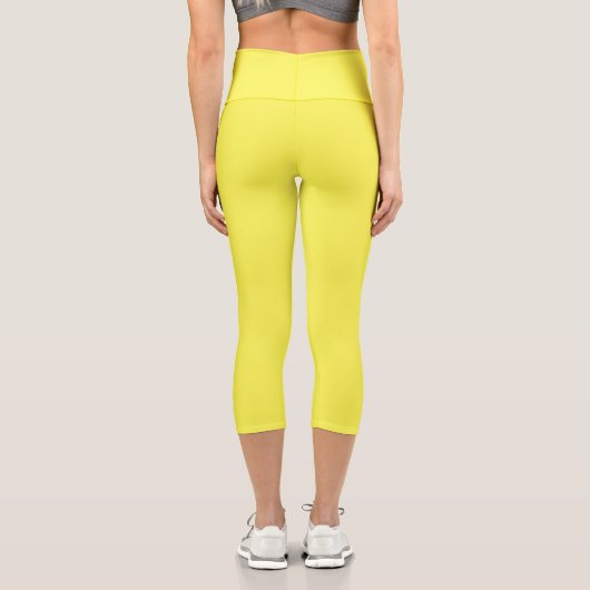 Neon Fluoreszenzgelbe Zitronenfarbe Capri Leggings (Rückseite)