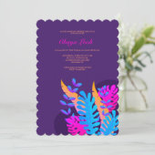 Neon Foliage Bat Mitzvah Einladung (Stehend Vorderseite)