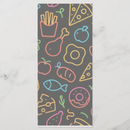 Neon Food Kontur Nahtloses Muster Menükarte