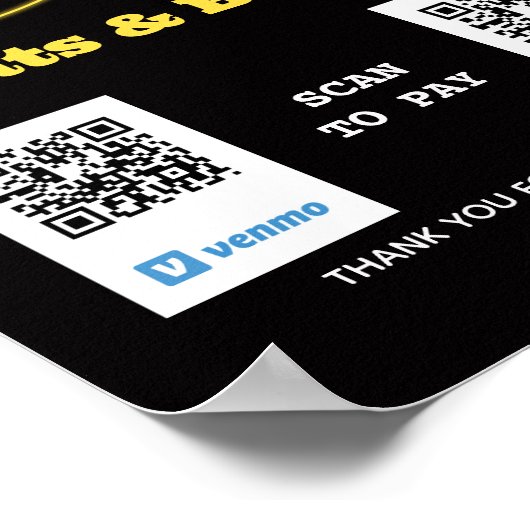 Neon Food Scan to Pay QR Code Poster (Ecke)