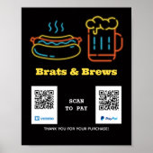 Neon Food Scan to Pay QR Code Poster (Vorne)