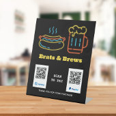 Neon Food Scan zur Bezahlung des QR-Codes für das Sockelschild