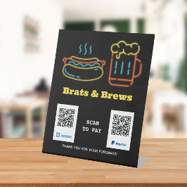 Neon Food Scan zur Bezahlung des QR-Codes für das  Sockelschild