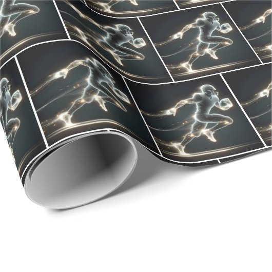 Neon Football Player mit Ball Geschenkpapier (Rolleneckpunkt)