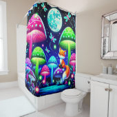 Neon Forest Fantasy mit Fox und Fireflies Duschvorhang (Beispiel)