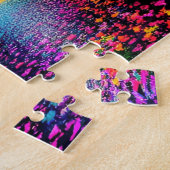 Neon Forest Floor mit silhouetted Trees Puzzle (Seite)