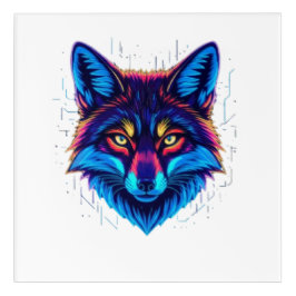 Neon Fox Face – Vibrant Glowing Design Acryl Wandkunst