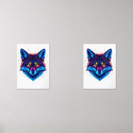 Neon Fox Face – Vibrant Glowing Design Bilderwand Sets