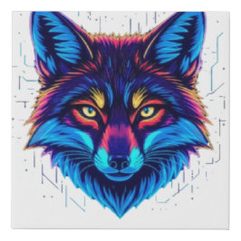 Neon Fox Face – Vibrant Glowing Design Künstlicher Leinwanddruck