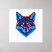 Neon Fox Face – Vibrant Glowing Design Leinwanddruck (Vorderseite)