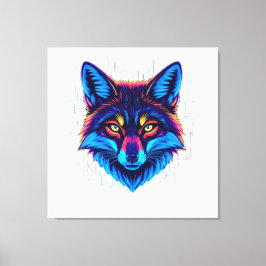 Neon Fox Face – Vibrant Glowing Design Leinwanddruck