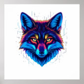 Neon Fox Face – Vibrant Glowing Design Poster (Vorne)