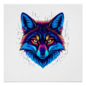 Neon Fox Face – Vibrant Glowing Design Poster (Vorderseite)