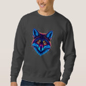 Neon Fox Face – Vibrant Glowing Design Sweatshirt (Vorderseite)