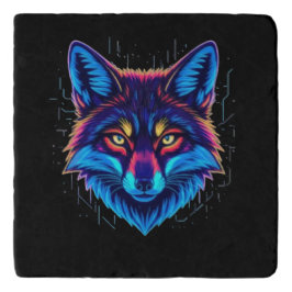 Neon Fox Face – Vibrant Glowing Design Töpfeuntersetzer