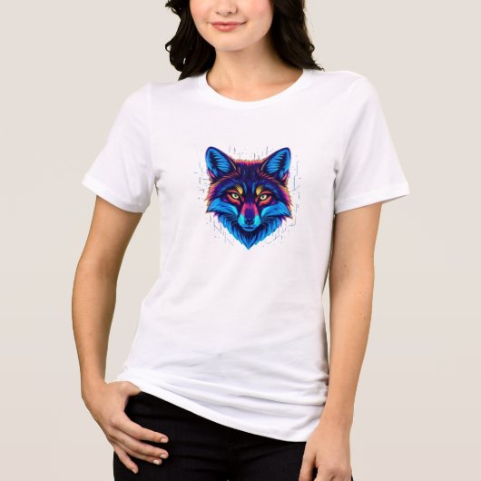 Neon Fox Face – Vibrant Glowing Design Tri-Blend Shirt (Vorderseite)