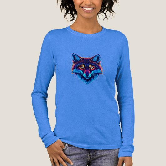 Neon Fox Face – Vibrant Glowing Design Tri-Blend Shirt (Vorderseite)