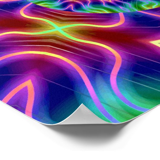 Neon Fractal Spiral Poster (Ecke)