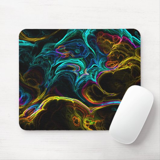 Neon Fraktal 1 Mousepad (Mit Mouse)