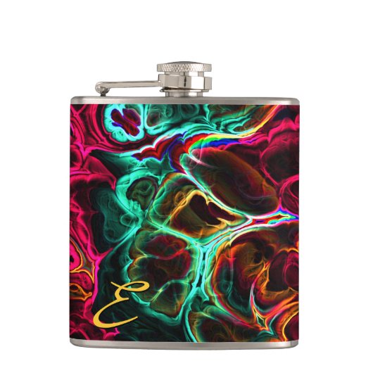 Neon Fraktal 2 Wrapped Flask Flachmann (Vorderseite)