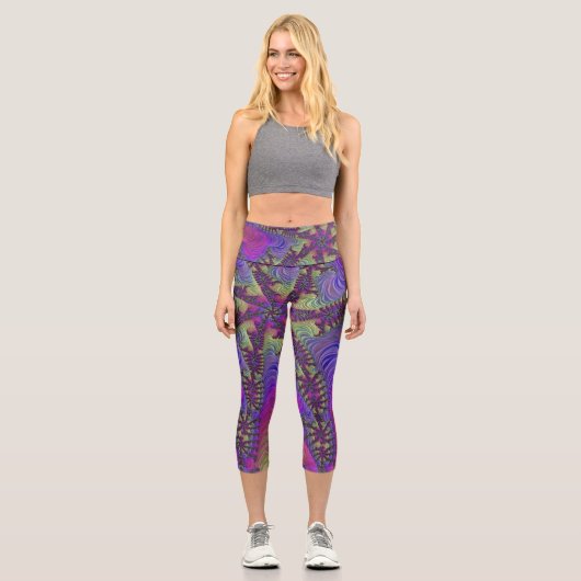 Neon Fraktal Leggings (Vorderseite)