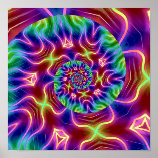 Neon-Fraktal-Spirale Poster (Vorne)
