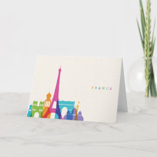 Neon France Skyline Karte