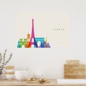 Neon France Skyline Poster (Küche)