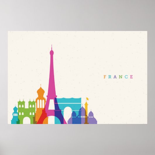 Neon France Skyline Poster (Vorne)