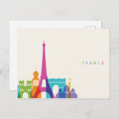 Neon France Skyline Postkarte (Vorne/Hinten)