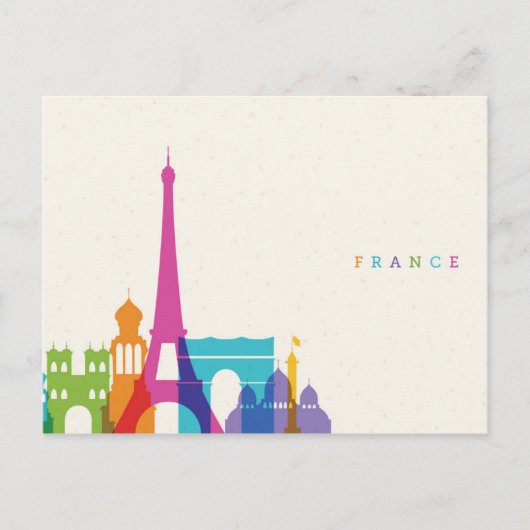 Neon France Skyline Postkarte (Vorderseite)