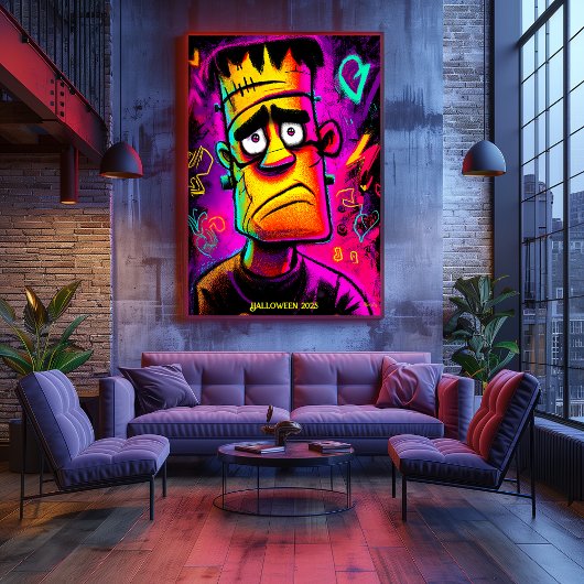 Neon Franky Poster - Cartoon Pop Monster