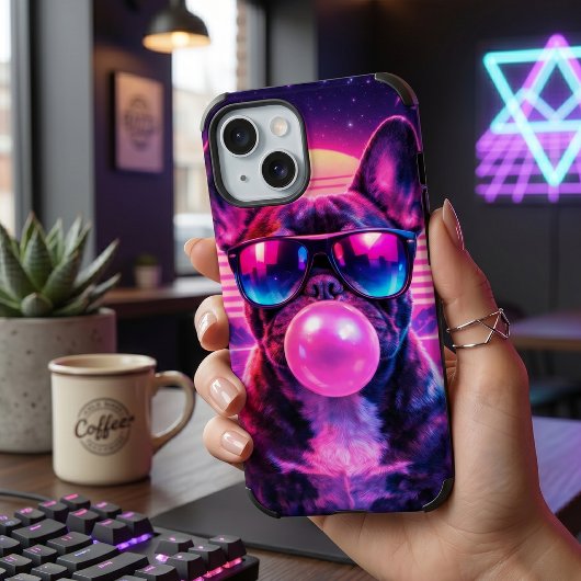 Neon Französische Bulldogge Bubblegum Synthwave Case-Mate iPhone Hülle