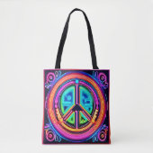 Neon-Friedensmandala Tasche (Vorderseite)