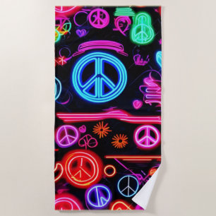Neon-Friedenssymbol-Muster Strandtuch