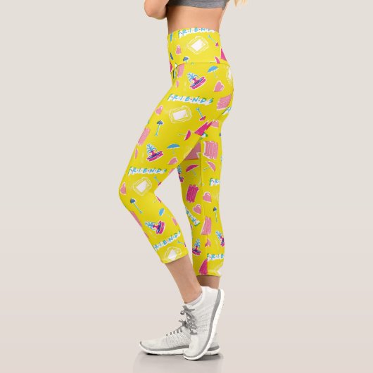 Neon FRIENDS™ Icon-Muster Capri Leggings (Links)