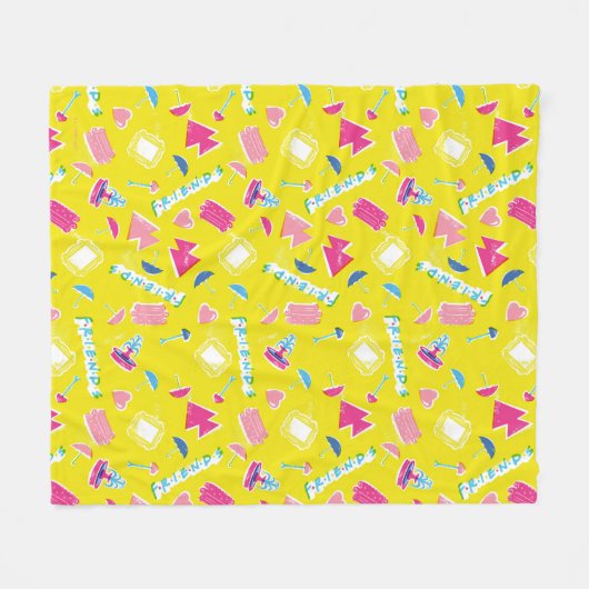 Neon FRIENDS™ Icon-Muster Fleecedecke (Vorderseite (Horizontal))