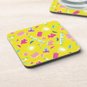 Neon FRIENDS™ Icon-Muster Getränkeuntersetzer (Linke Seite)