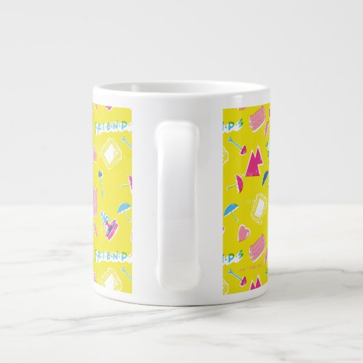 Neon FRIENDS™ Icon-Muster Jumbo-Tasse (Rückseite)
