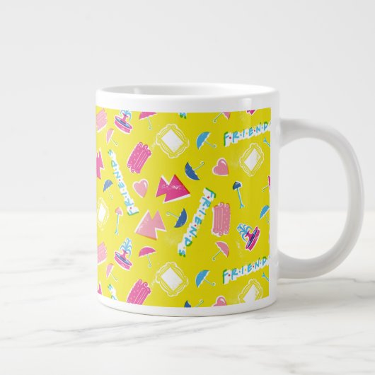 Neon FRIENDS™ Icon-Muster Jumbo-Tasse (Rechts)