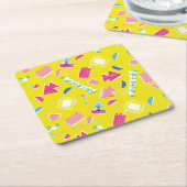 Neon FRIENDS™ Icon-Muster Rechteckiger Pappuntersetzer (angewinkelt)