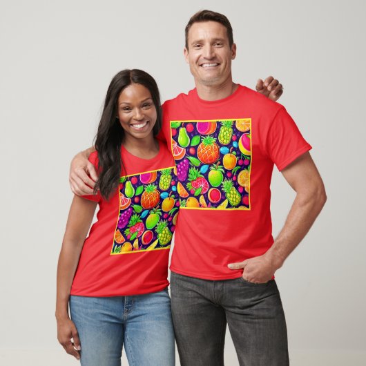 Neon Fruit Burst Muster T-Shirt (Unisex)