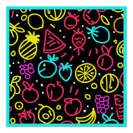 Neon Fruit Extravaganza Poster